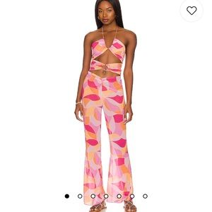 Lovers and Friends Feelin Groovy Jumpsuit in Fuchsia Geo Size Small